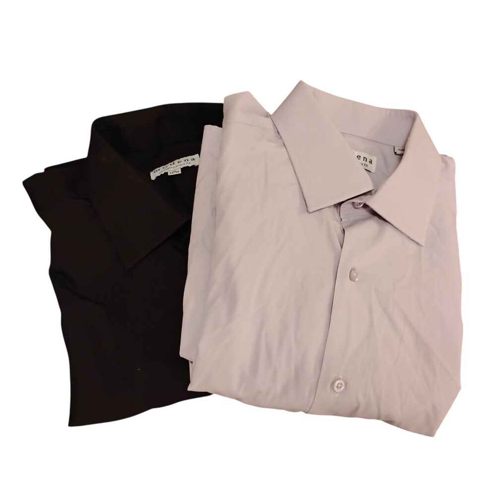 Modena dress shirt mens L LArge 16 34/35 (lot of 2) black gray contemporary fit